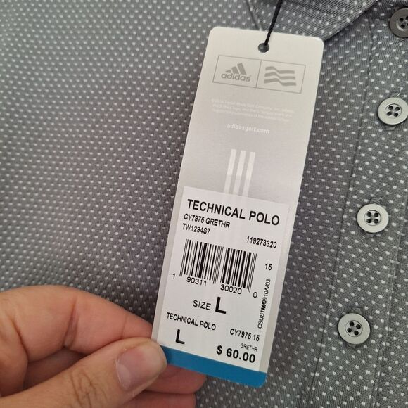 Adidas Gray Polo Size L - Picture 4 of 8